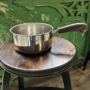 Vintage REVERE WARE 2 Quart Sauce Pan/ NO LID Stainless Steel Copper Bottom.